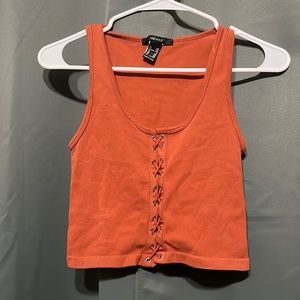 Forever 21 burnt orange lace up crop top